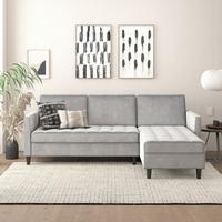 Ecksofa Palermo Grau, mit Stauraum - Schwarz/Grau, Basics, Textil (213/154cm) - Livetastic
