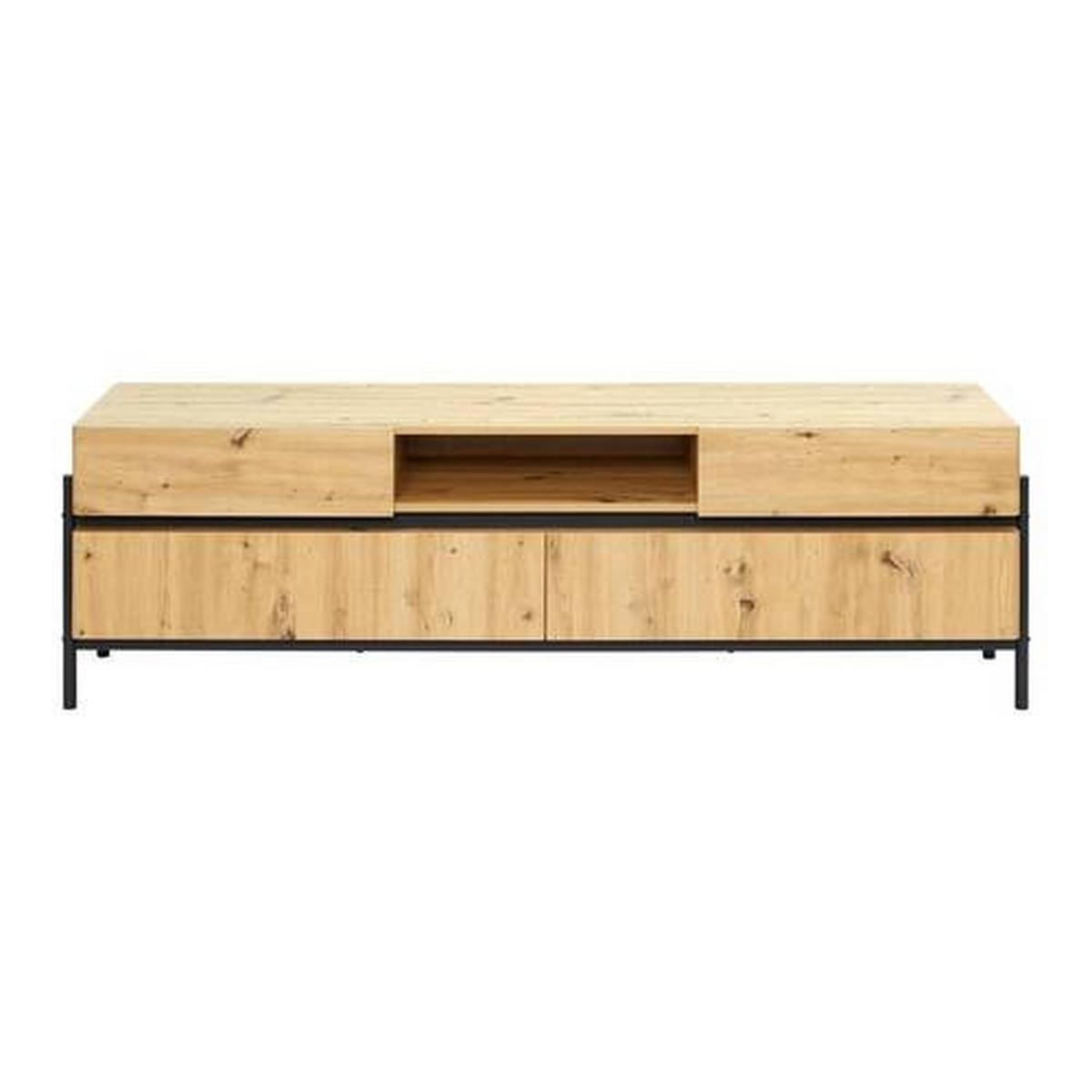 TV diel JASMINA farby dubu - čierna/farba duba, Modern, kov/drevo (175/54/41,5cm) - Bessagi Home