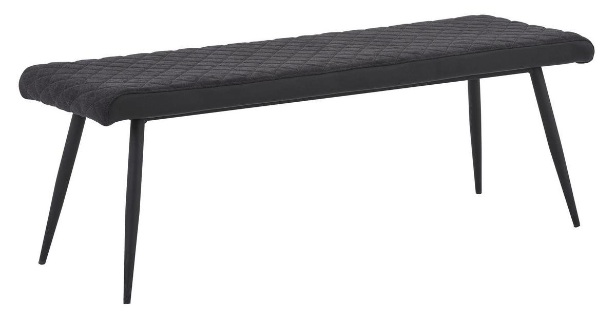 Sitzbank Gepolstert, Anthrazit/schwarz Porto 140 Cm - Anthrazit/Schwarz, MODERN, Textil/Metall (140/48/42cm) - MID.YOU