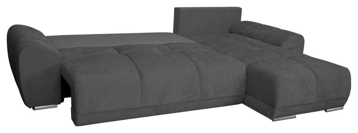 ECKSCHLAFSOFA Ramon, Graphitf. S: 296x182 cm - Chromfarben/Beige, Trend, Textil (296/182cm)