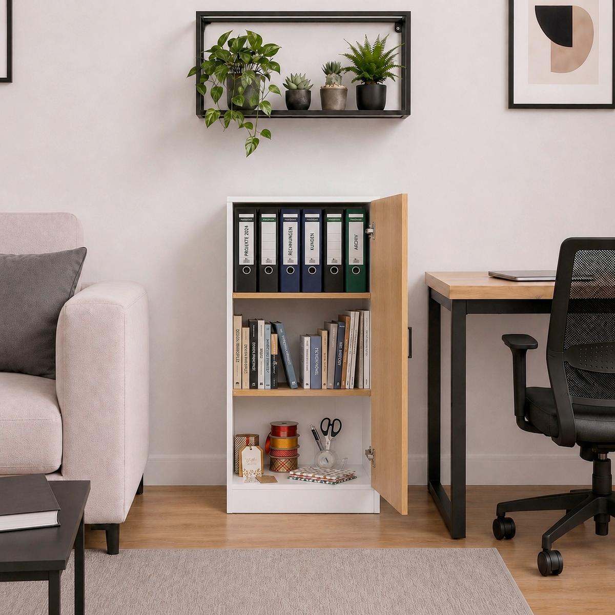 AKTENSCHRANK DILOS M - Honigeiche/Weiß, MODERN, Holzwerkstoff (52/114/32cm) - MID.YOU
