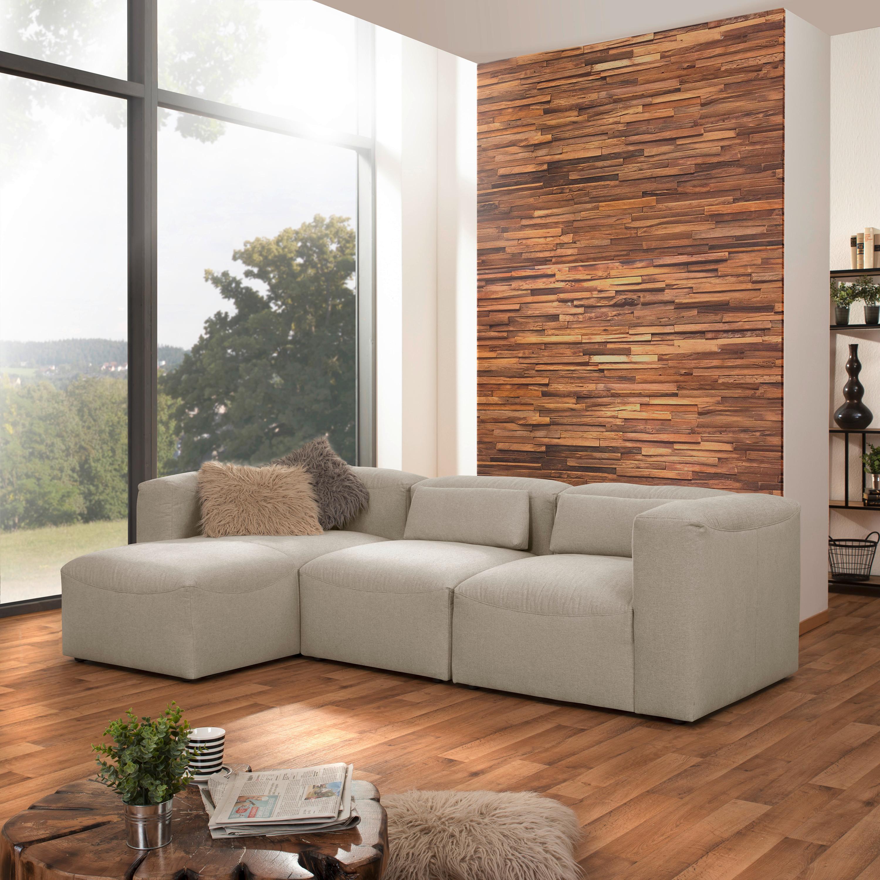Ecksofa Lena Creme Flachgewebe - Creme, Design, Textil (275/73/160cm) - Max Winzer