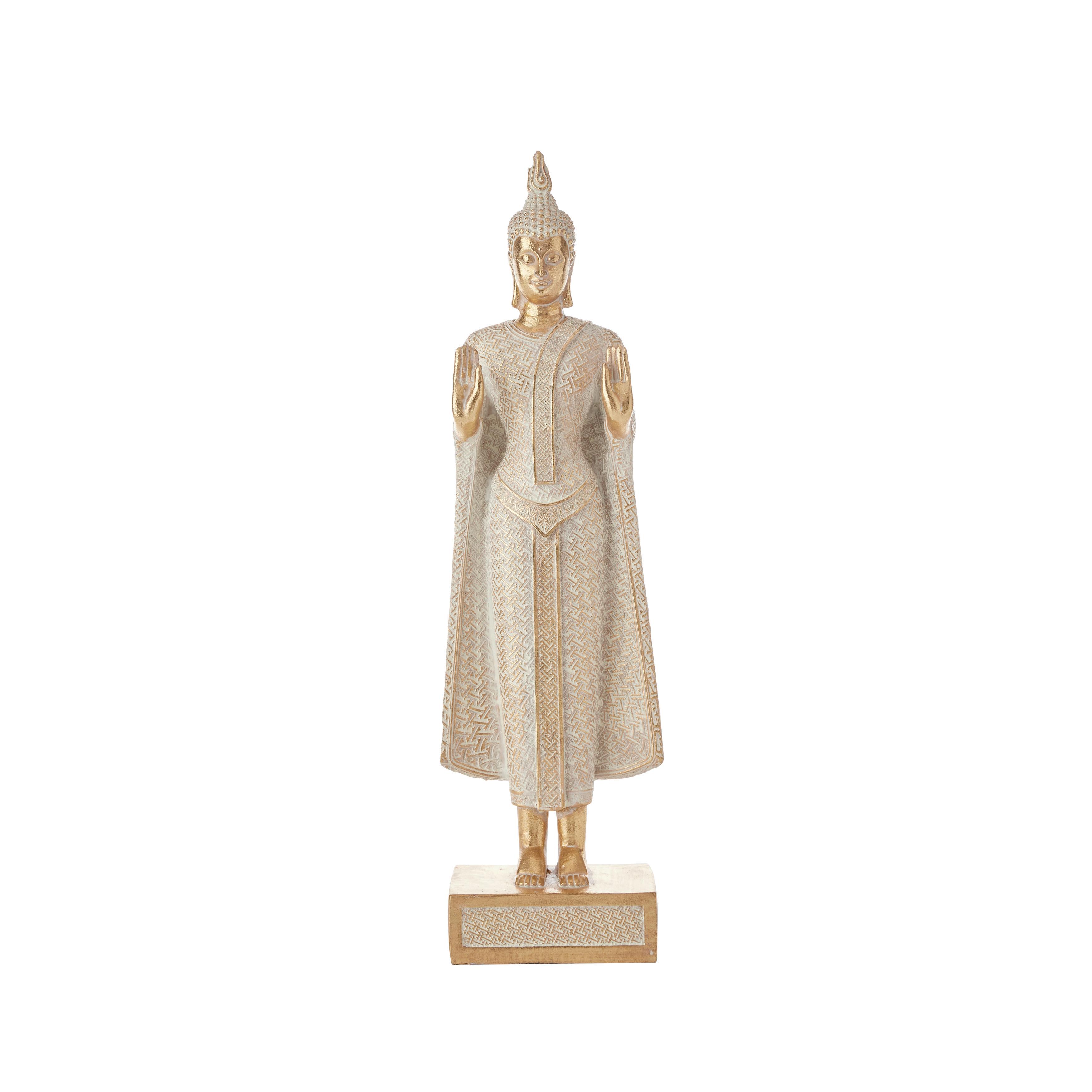 Socha Buddha, V: 40cm - bílá/barvy zlata, Lifestyle, plast (11,5/6,5/40cm) - Modern Living