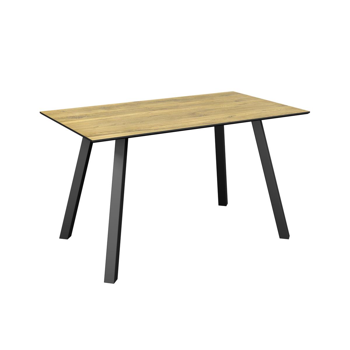 Tischgruppe Zurs 5-teilig Artisan Eiche/Leinenoptik grau - Eichefarben/Schwarz, Trend, Holz/Holzwerkstoff (140/75/80cm)