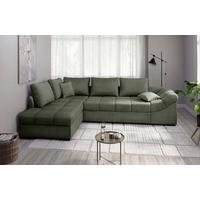 Eckschlafsofa Alvito Dunkelgrün S: 202x298cm - Dunkelgrün/Schwarz, MODERN, Textil (202/298cm) - MID.YOU