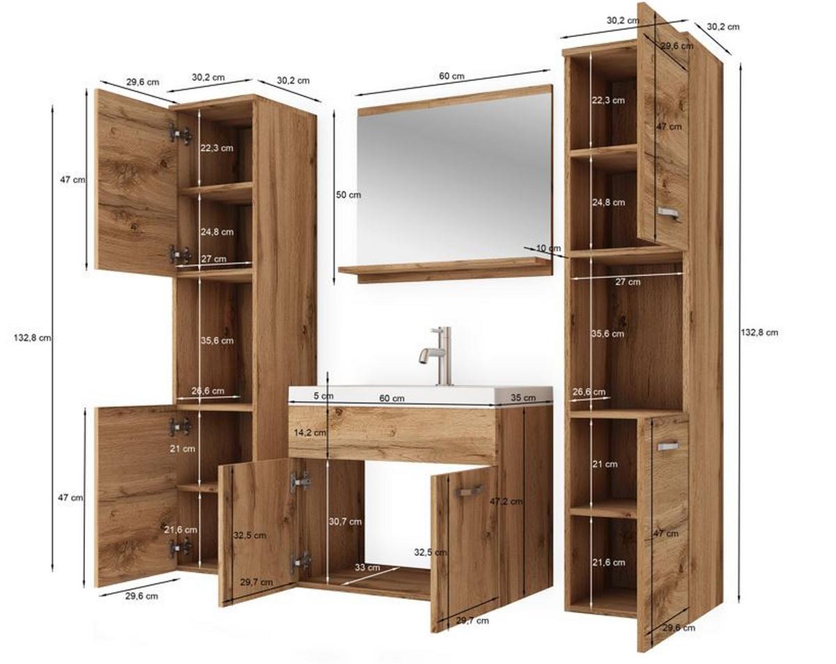 Kúpeľňa biela matná/ sivá VL - sivá/biela, Lifestyle, kov/kompozitné drevo (120cm) - P & B