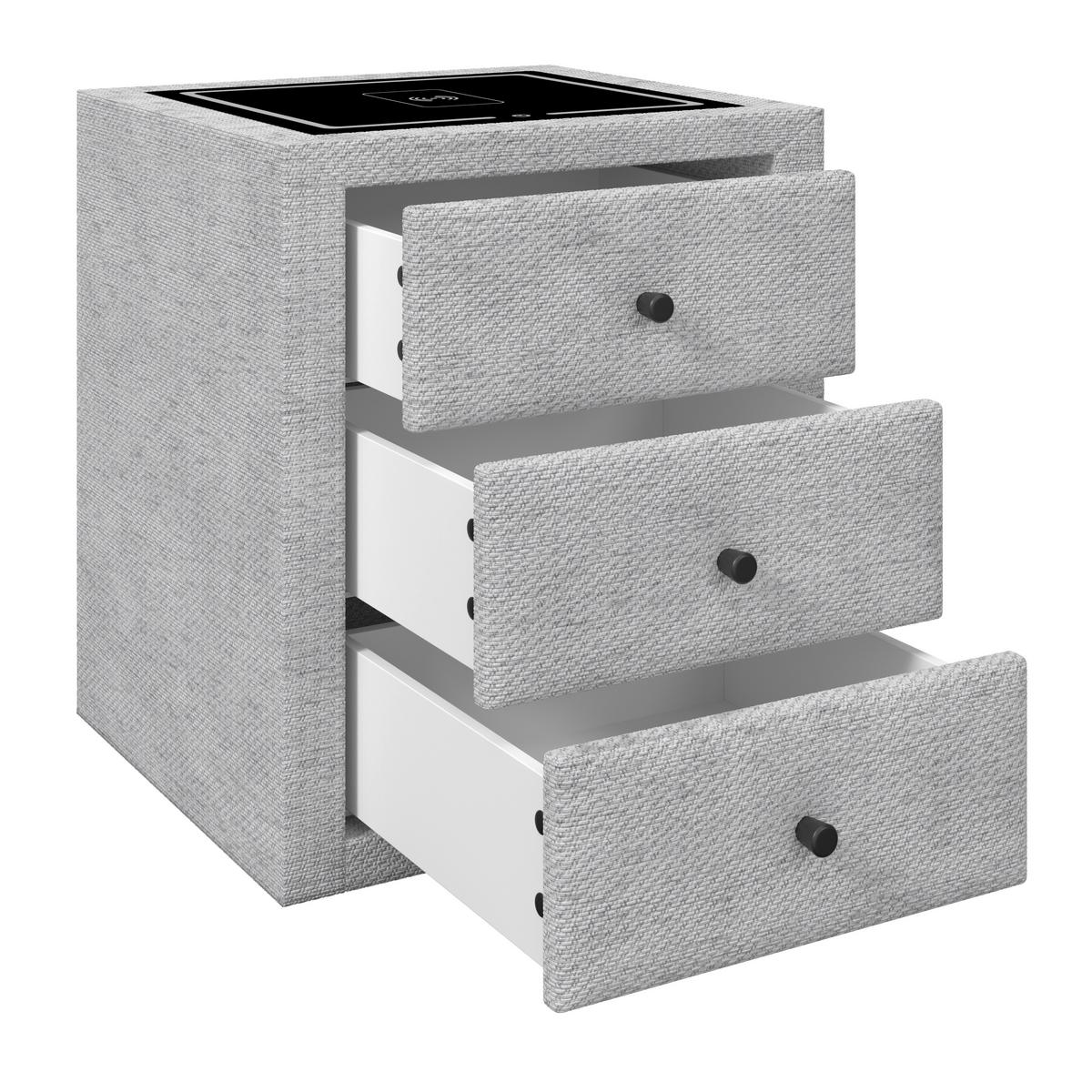 Nachtkästchen Brisbane II mit Induktionsladezone B: 49,5cm - Hellgrau, Trend, Glas/Holzwerkstoff (49,5/56,5/46cm) - Sembella