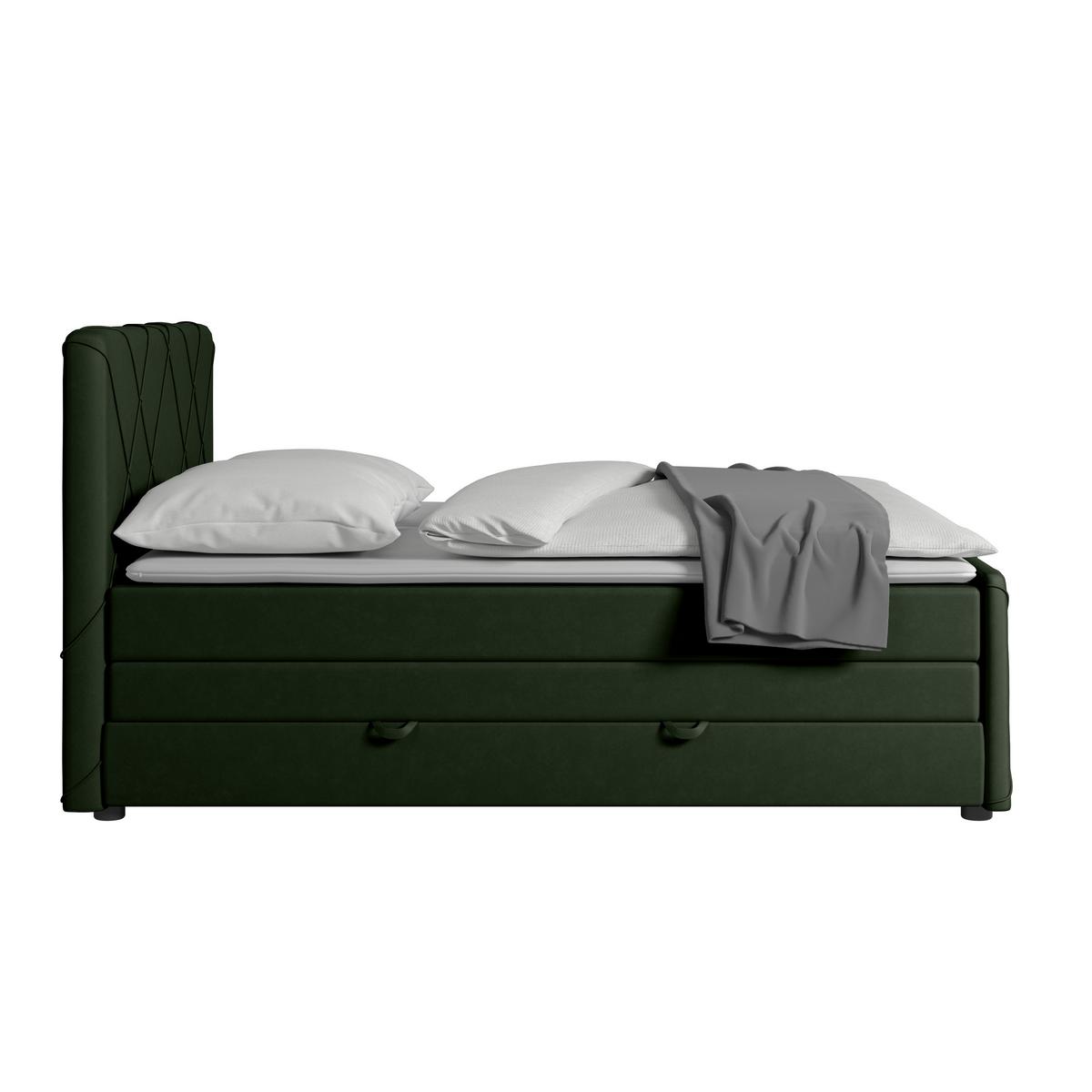 Boxspringbett mit Bettkasten Cordoba 180x200 cm Grün - Schwarz/Grün, MODERN, Holz/Kunststoff (180/200cm) - MID.YOU