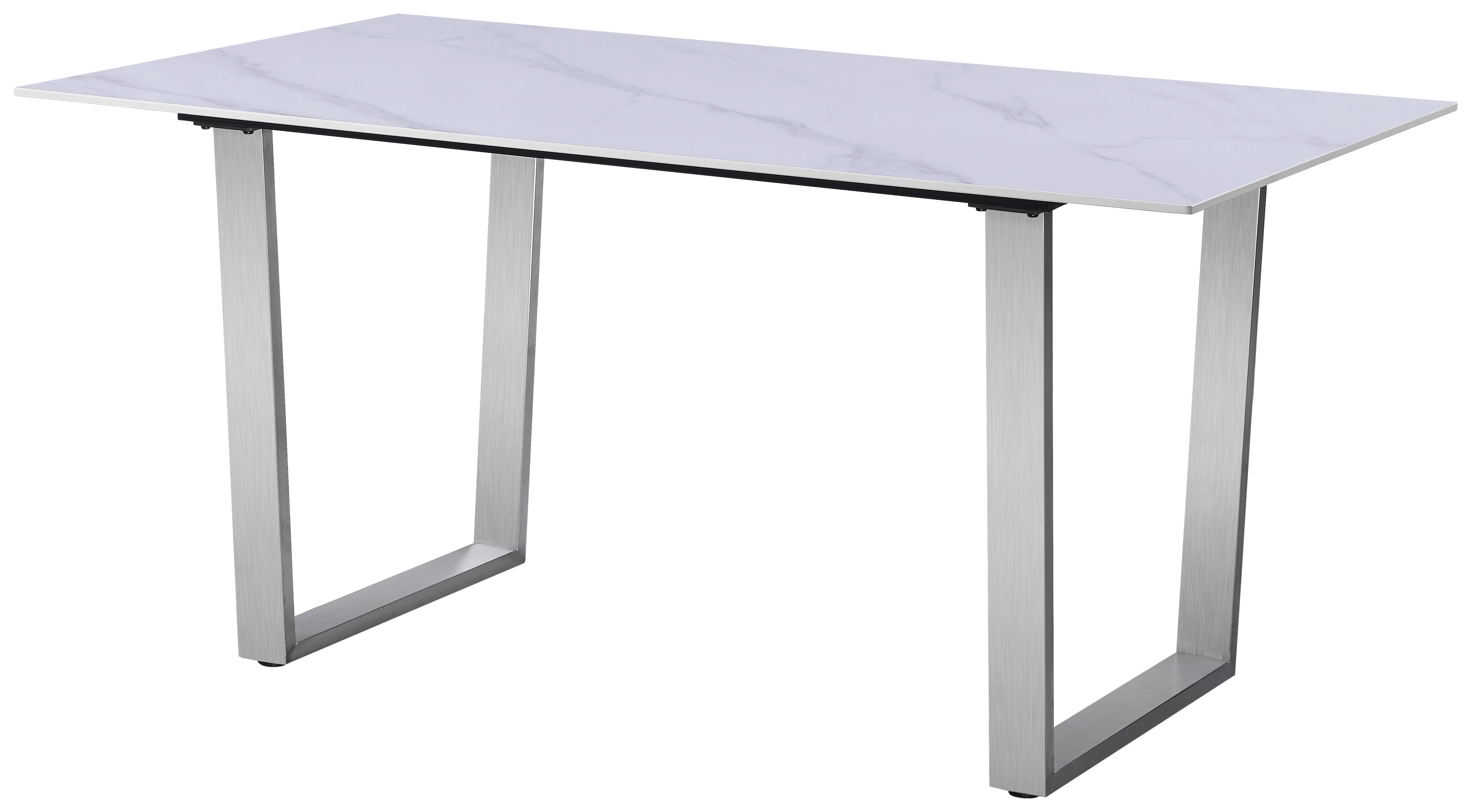 Étkezőasztal New York - nemesacélszínű/fehér, Trend, fém/kerámia (160/75/90cm) - Nedis SmartLife