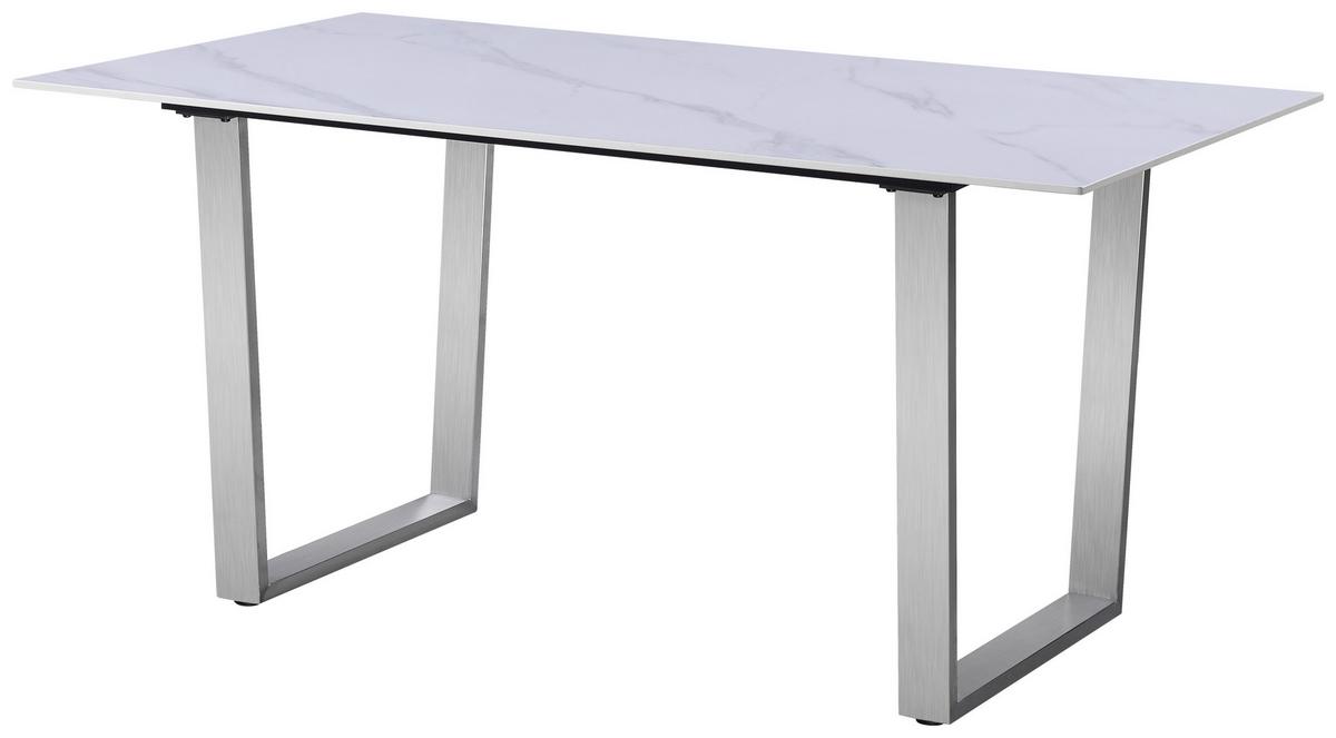 Étkezőasztal New York - nemesacélszínű/fehér, Trend, fém/kerámia (160/75/90cm) - Nedis SmartLife