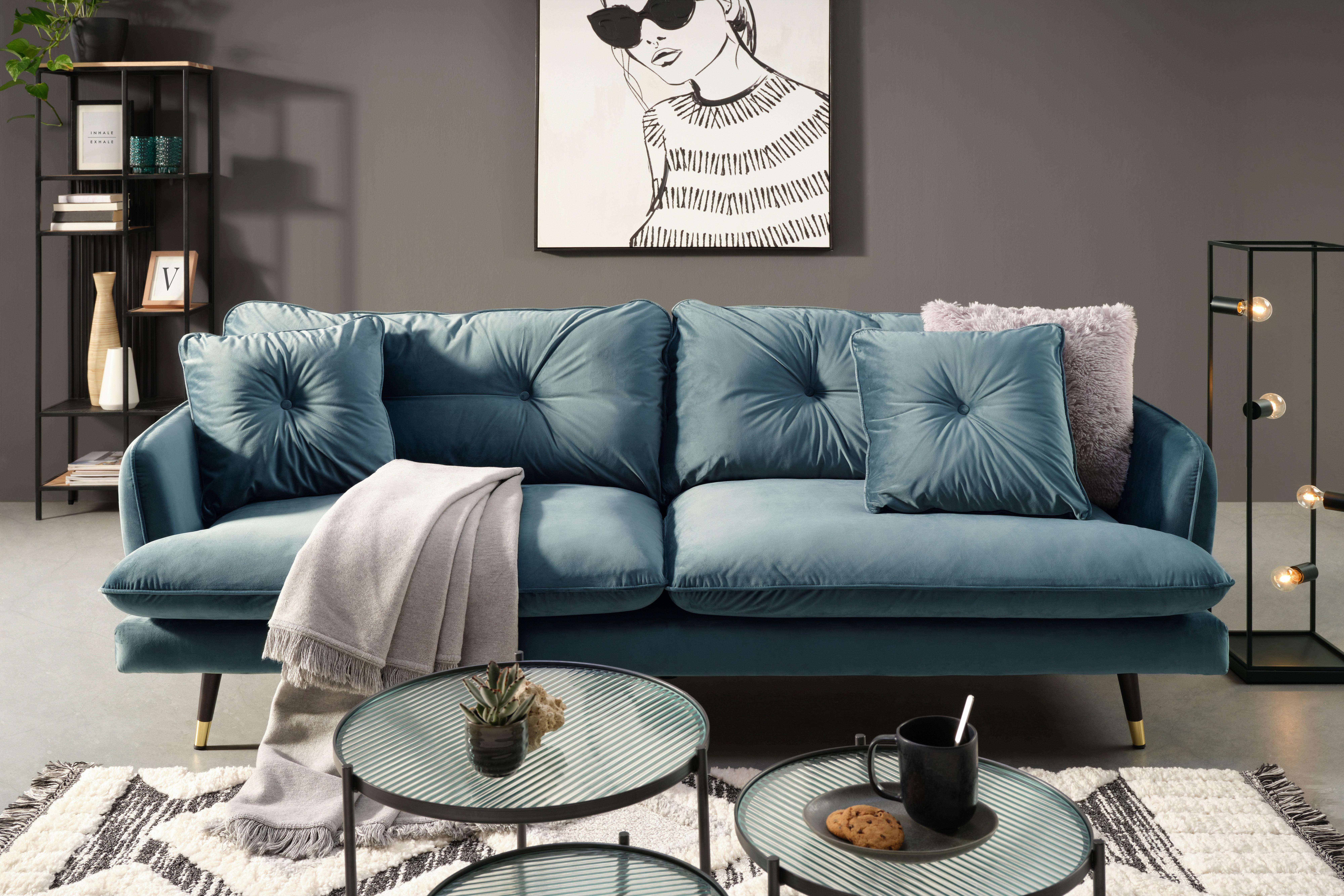 TROJMIESTNA POHOVKA TIME -3S SOFA -TREND- - petrolejová, Modern, textil (232/80/95cm) - Mömax