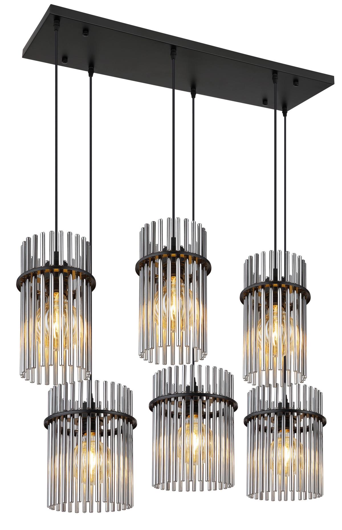 Hängeleuchte 15698-6h Gorley - Schwarz/Grau, Basics, Glas/Kunststoff (92,5/35,5/125cm) - Globo