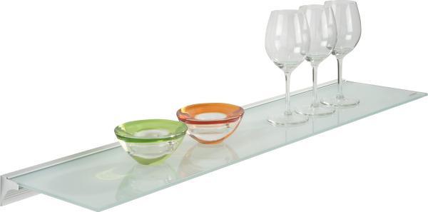 Glasablage Larry B:80cm Sicherheitsglas, transparent - Alufarben/Weiß, MODERN, Glas/Kunststoff (80/20/4,8cm) - Homezone