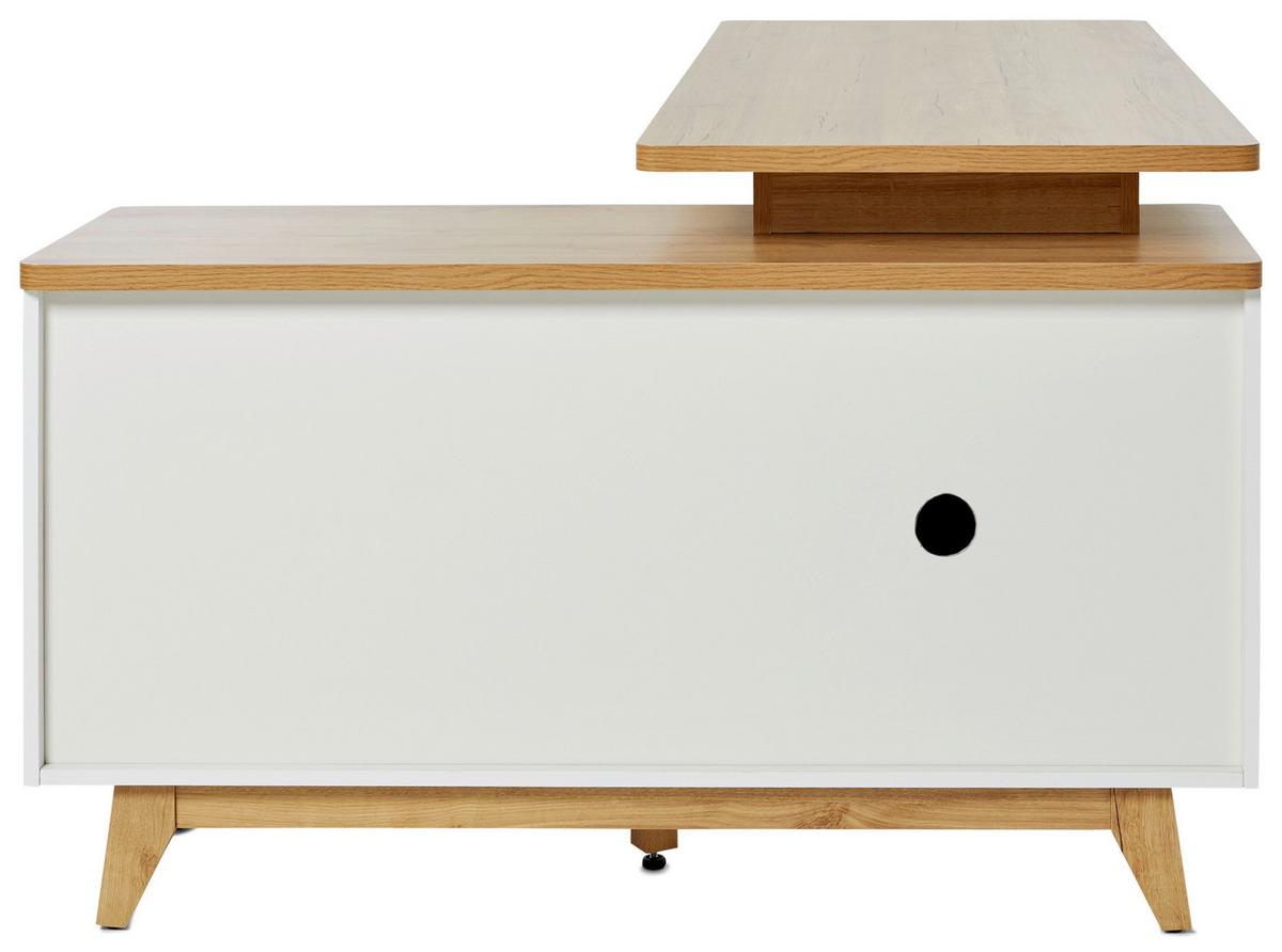 Eckschreibtisch Libre D 240 E - Eichefarben/Weiß, KONVENTIONELL, Holzwerkstoff (140/118/76cm) - Livetastic