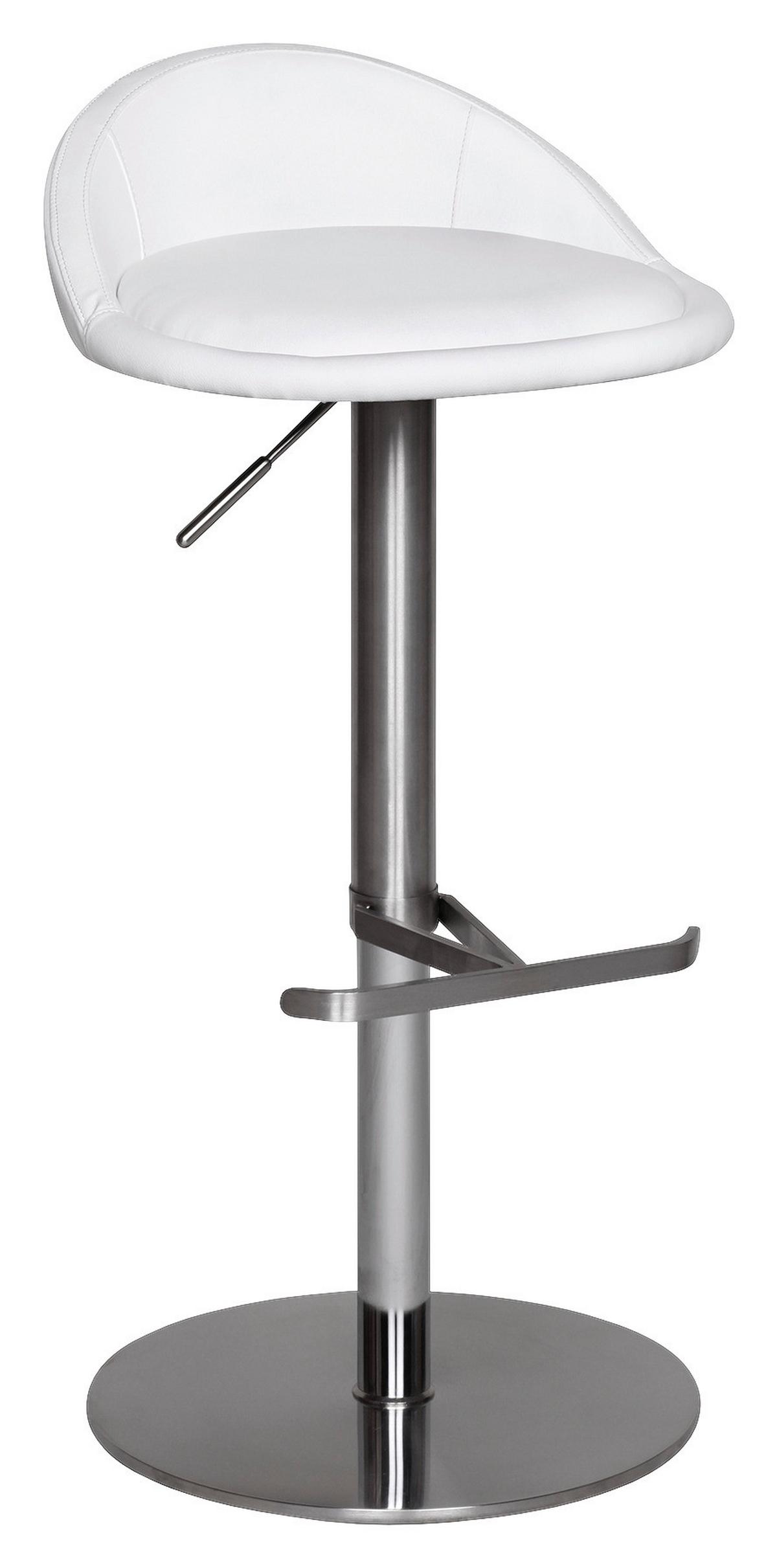 Barhocker höhenverstellbar Mit Lehne Lederlook Weiß - Silberfarben/Weiß, MODERN, Textil/Metall (43/65/43cm) - MID.YOU