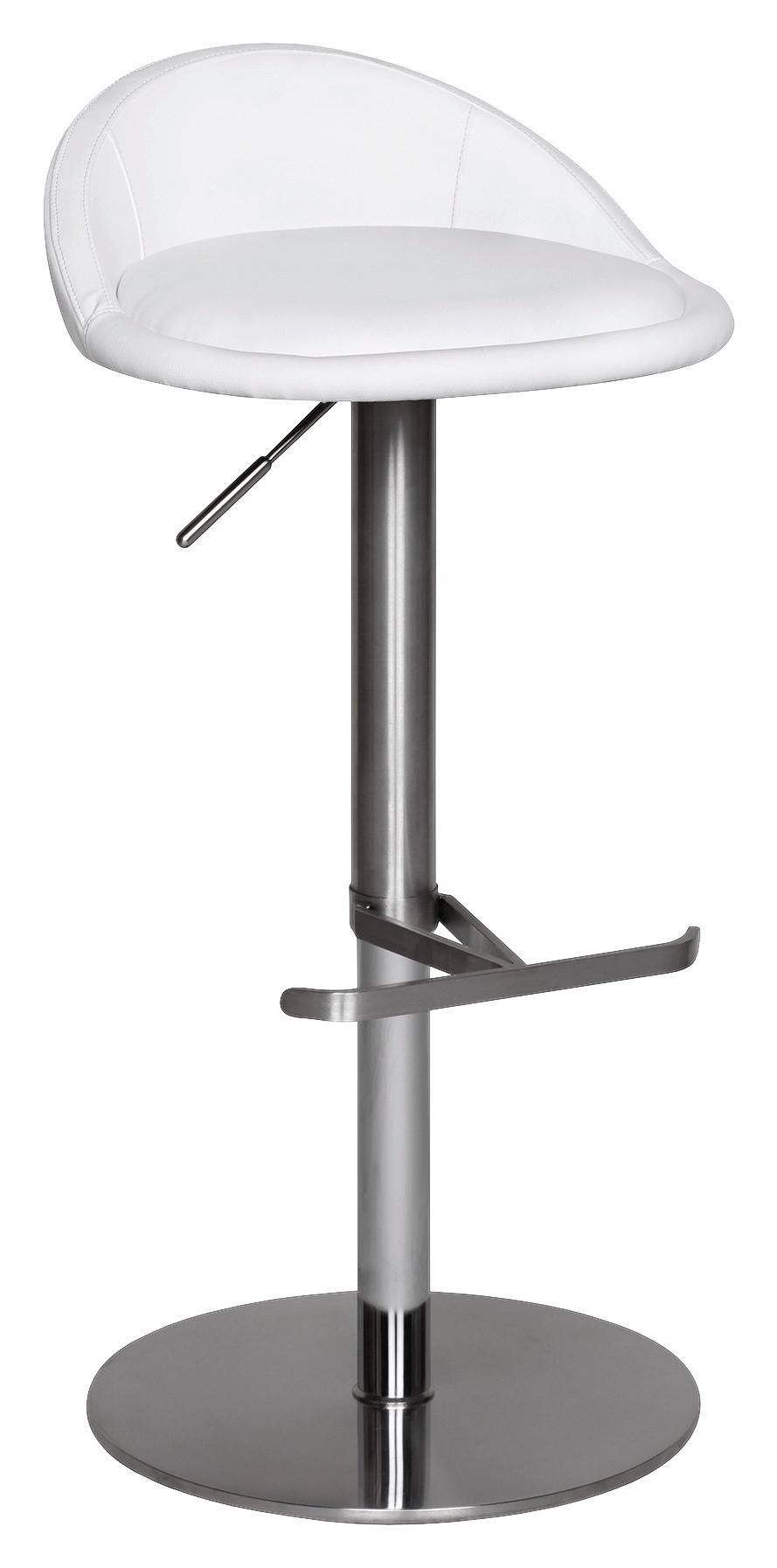 Barhocker höhenverstellbar Mit Lehne Lederlook Weiß
