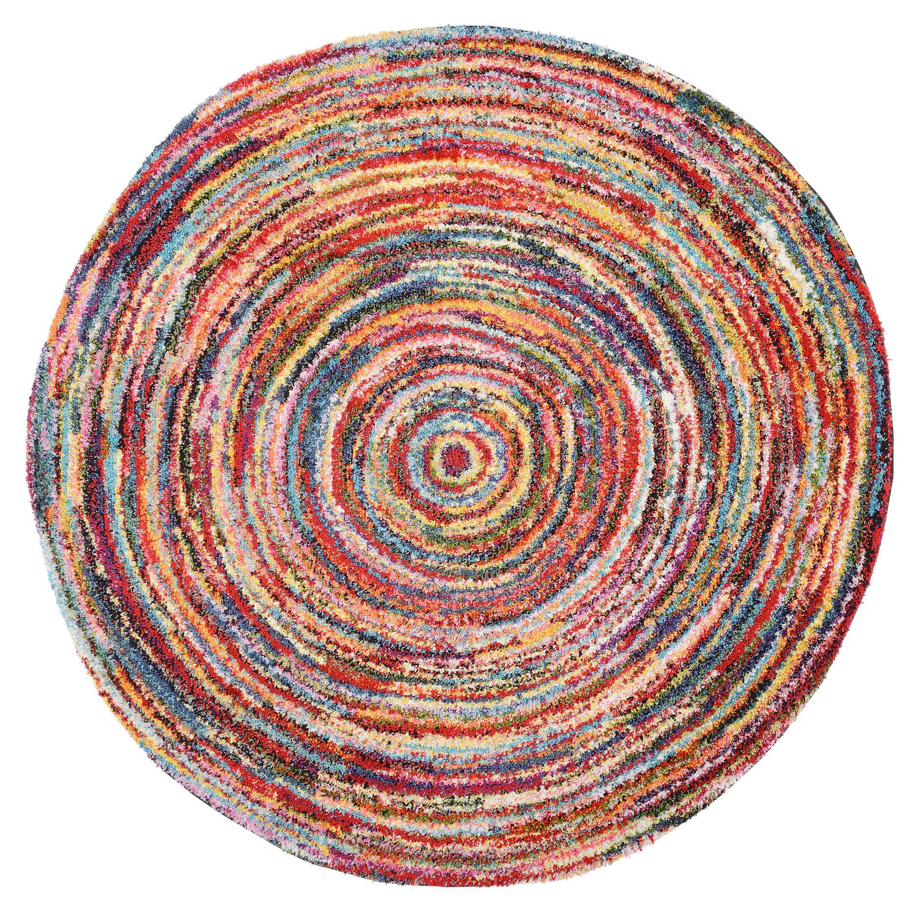 Webteppich Multicolor Sixteen Frisée Rund Ø 120 cm - Multicolor, Trend, Textil (120cm) - Novel