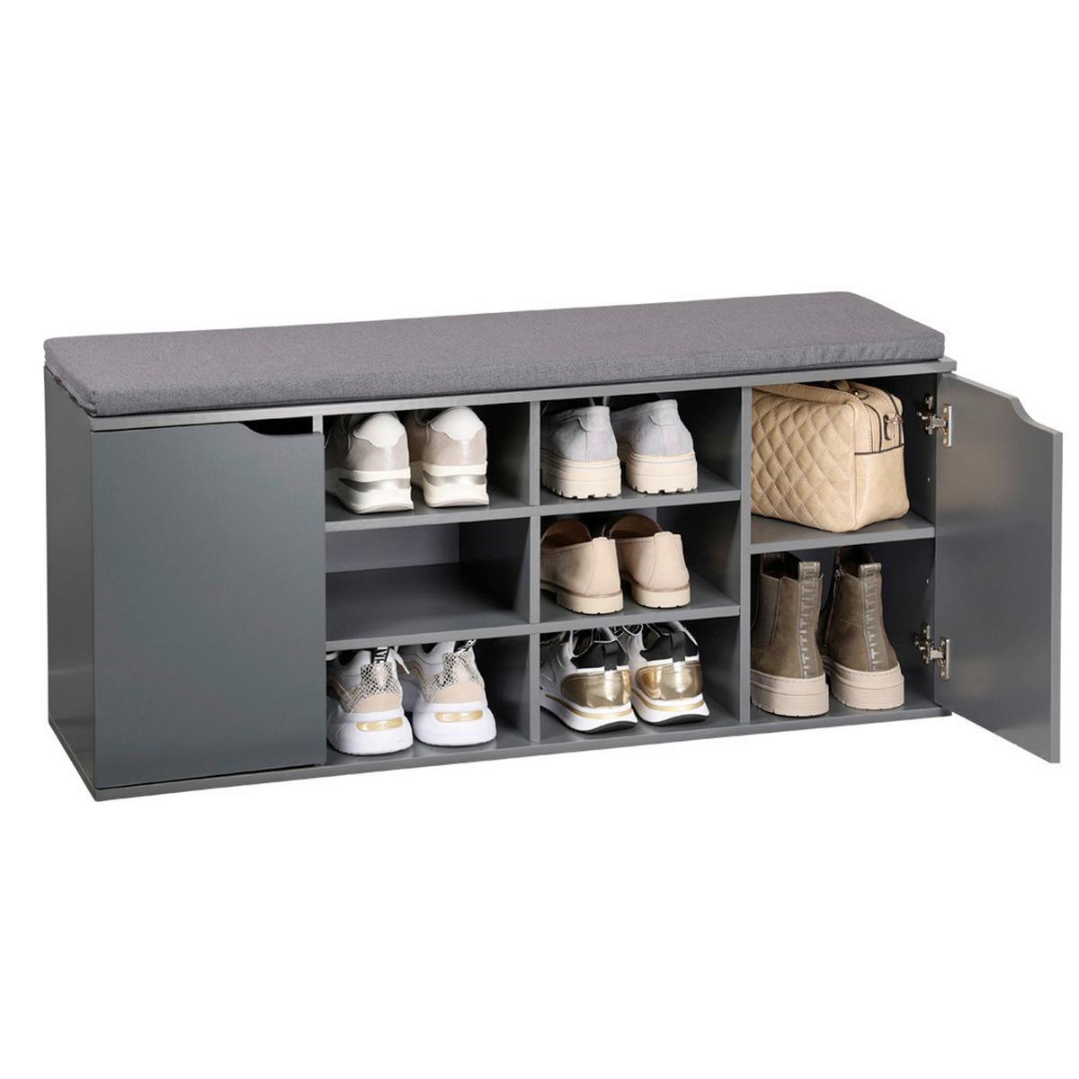 SCHUHREGAL Grau B: 103 cm - Grau, Design, Holzwerkstoff/Textil (103/48/30.5cm) - Kesper