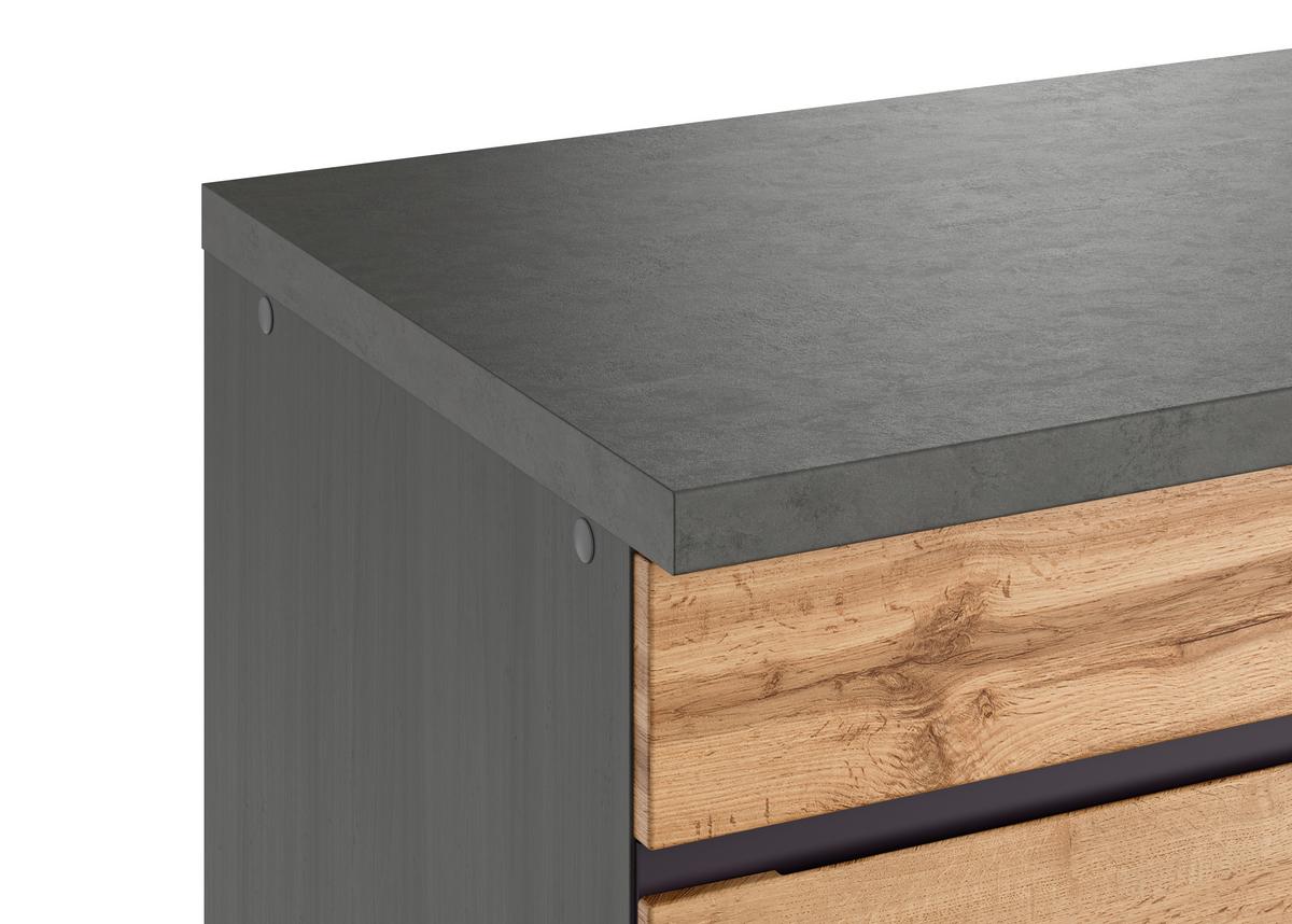 Küchenzeile Turin Ohne Geräte B: 330 Cm Graphit/eiche Dekor - Eiche Wotan/Graphitfarben, Design, Holzwerkstoff (330cm) - Held