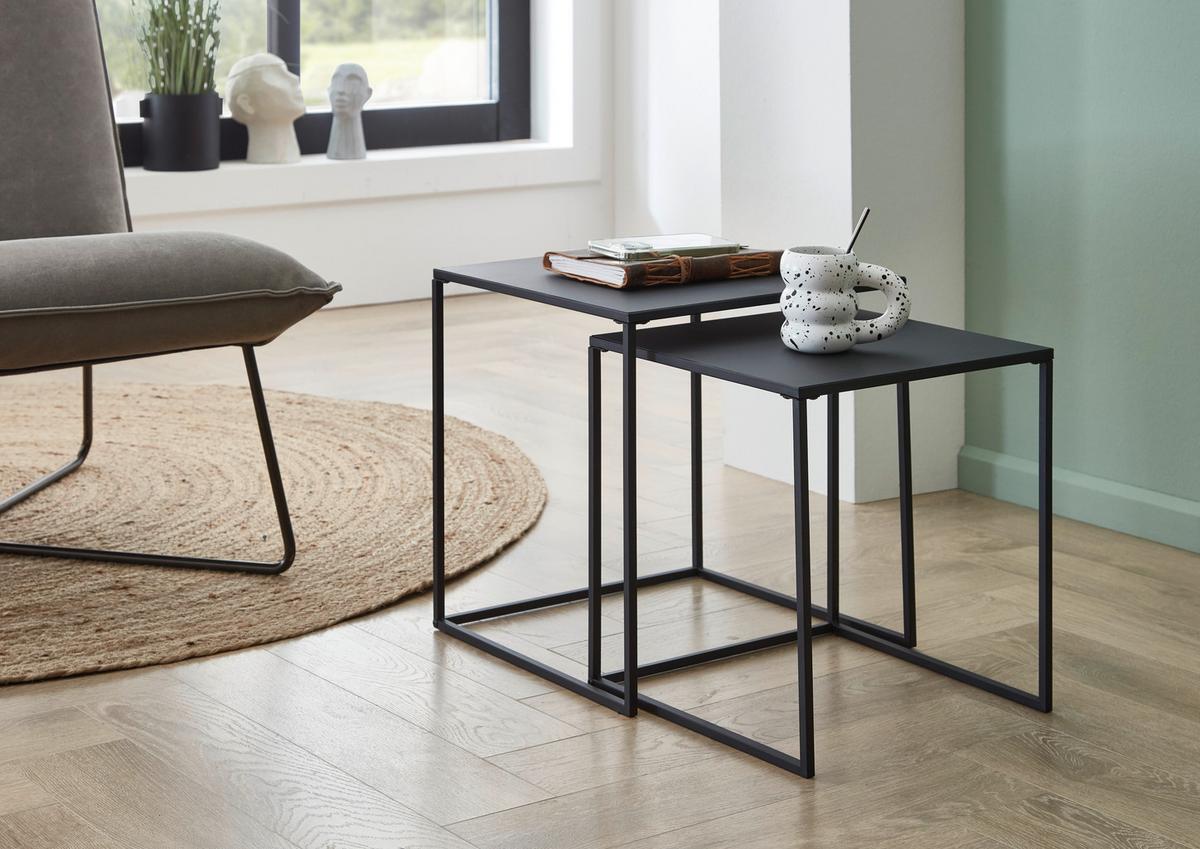 Couchtisch Schwarz B: 38 cm - Schwarz, Design, Metall (38/41/38cm) - MID.YOU