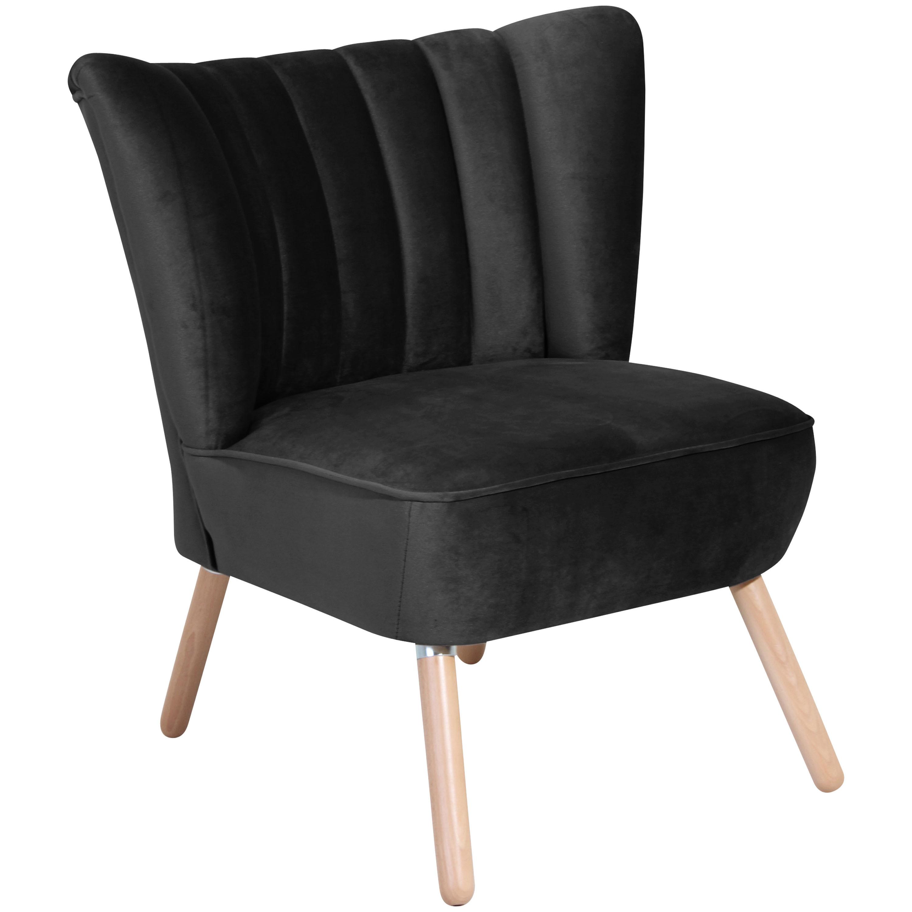 Polsterstuhl Alessandro Schwarz, Holz-Beine - Buchefarben/Schwarz, Design, Textil (70/80/66cm) - Max Winzer