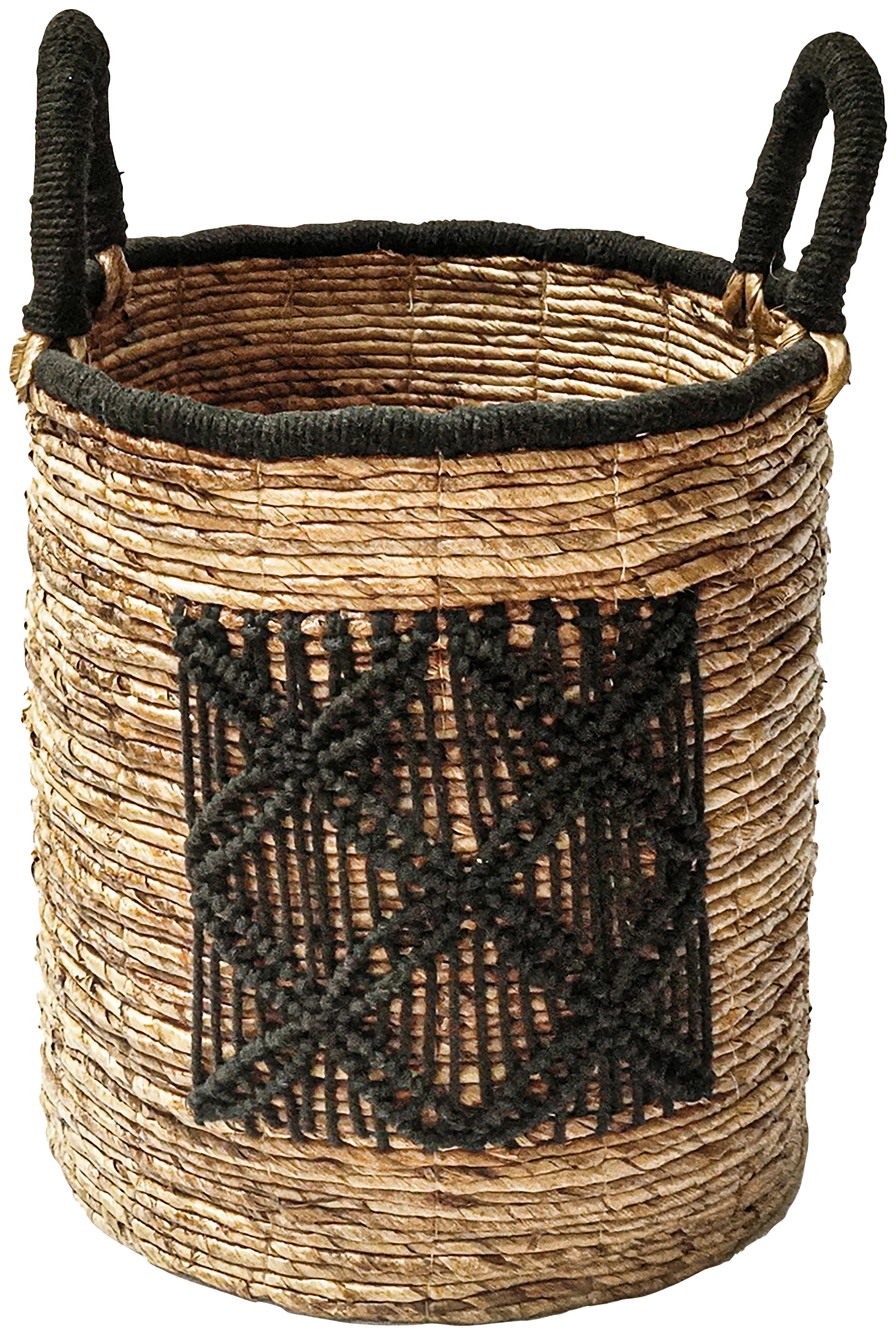 Košík Yuna, 41/45-55 Cm - prírodné farby/čierna, Moderný, textil/prírodné materiály (41/45-55cm) - Premium Living