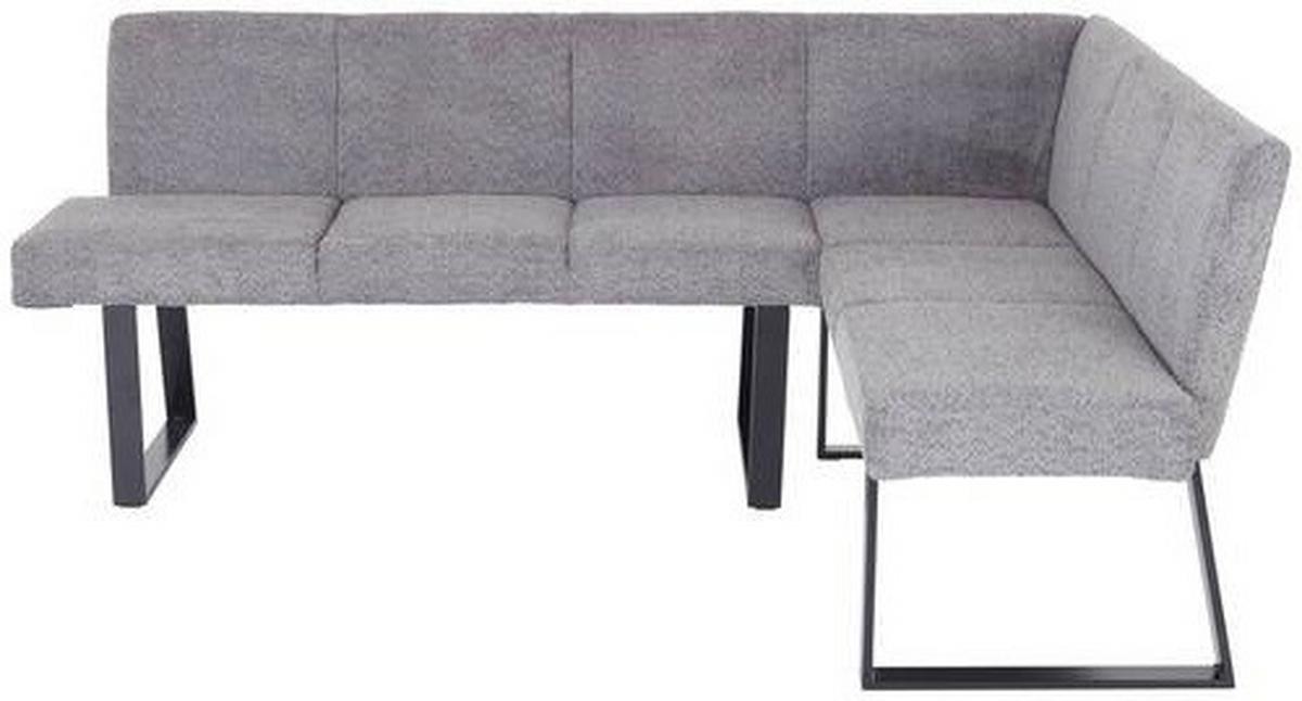 Eckbank Grau Eisen/Polyester Leinenoptik Tampa 190x150 cm - Schwarz/Grau, MODERN, Textil/Metall (190/150cm) - MID.YOU