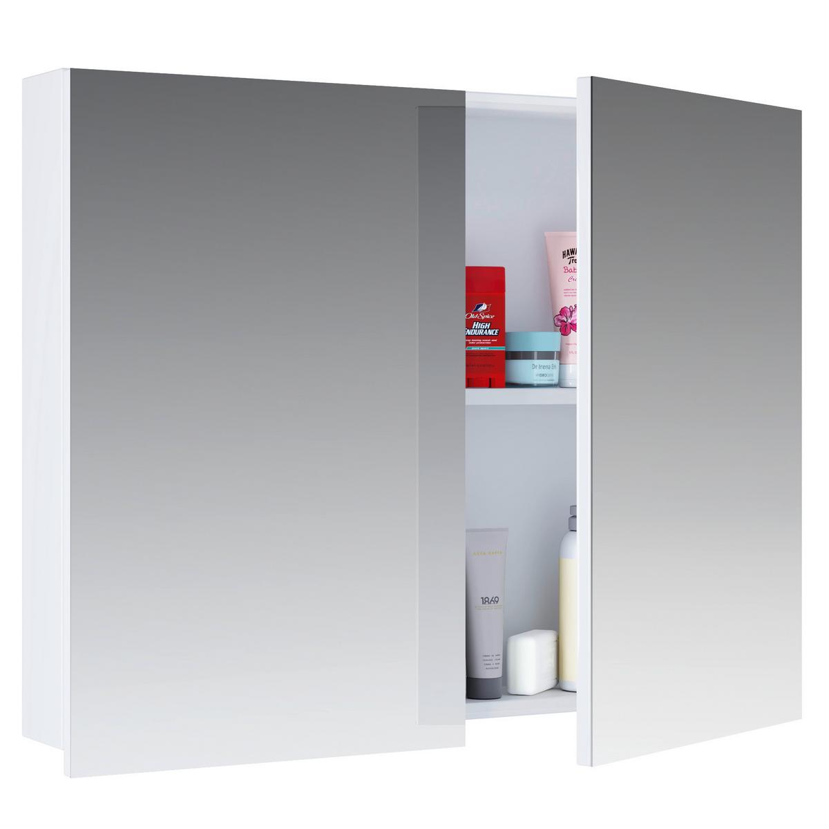 Spiegelschrank Flandu 2-türig Weiß Bht: 60x59,4x12 Cm - Weiß, MODERN, Holzwerkstoff (60/59,4/12cm) - MID.YOU
