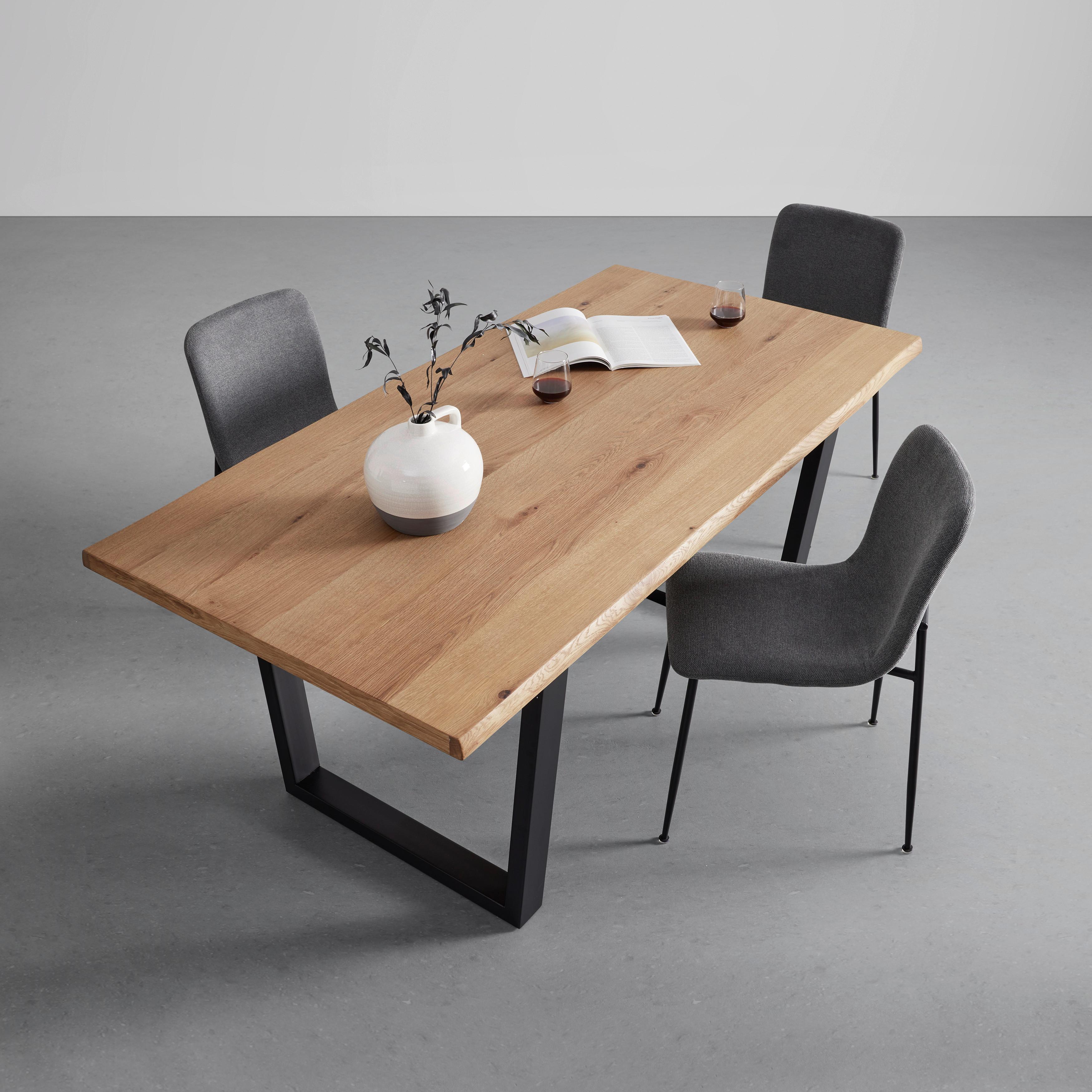 Jídelní Stůl Juno 180x90 Cm - černá/barvy dubu, Moderní, kov/dřevo (90/180/76cm) - Bessagi Home