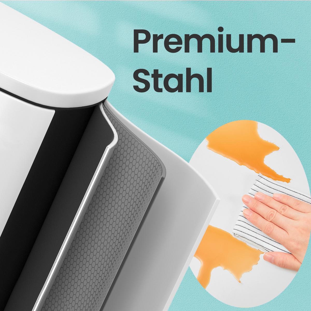 Abfallsammler Weiß B: 43,2 cm - Schwarz/Weiß, Basics, Kunststoff/Metall (43,2/63,2/37cm)