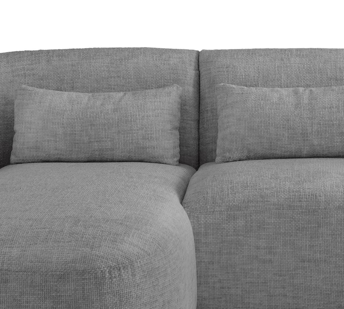 Ecksofa Caponi Silberfarben S: 160x256 Cm - Silberfarben/Schwarz, MODERN, Textil (160/256cm) - Livetastic