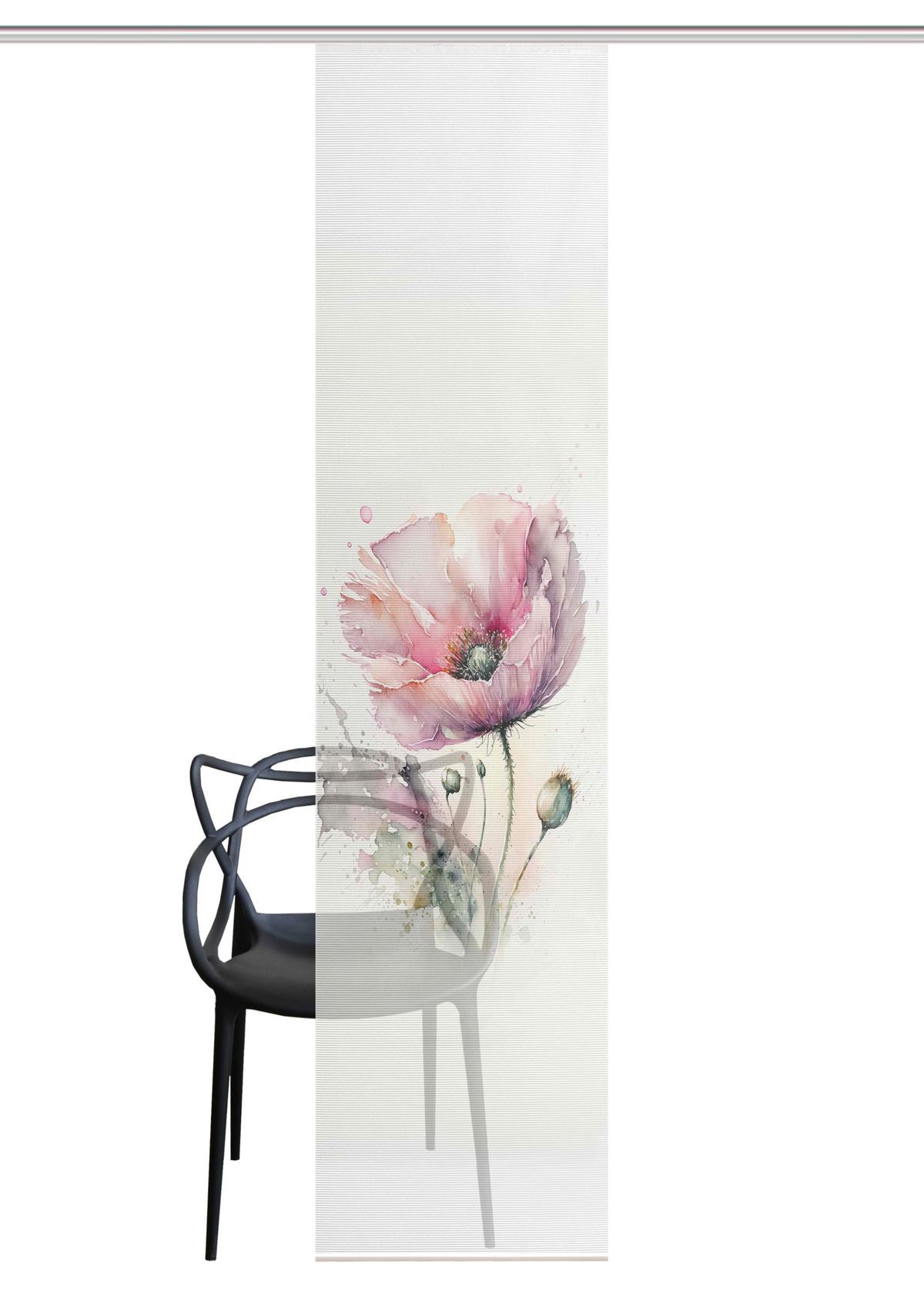 Flächenvorhang Meliora - Salbeigrün/Rosa, Natur, Textil (60/245cm)