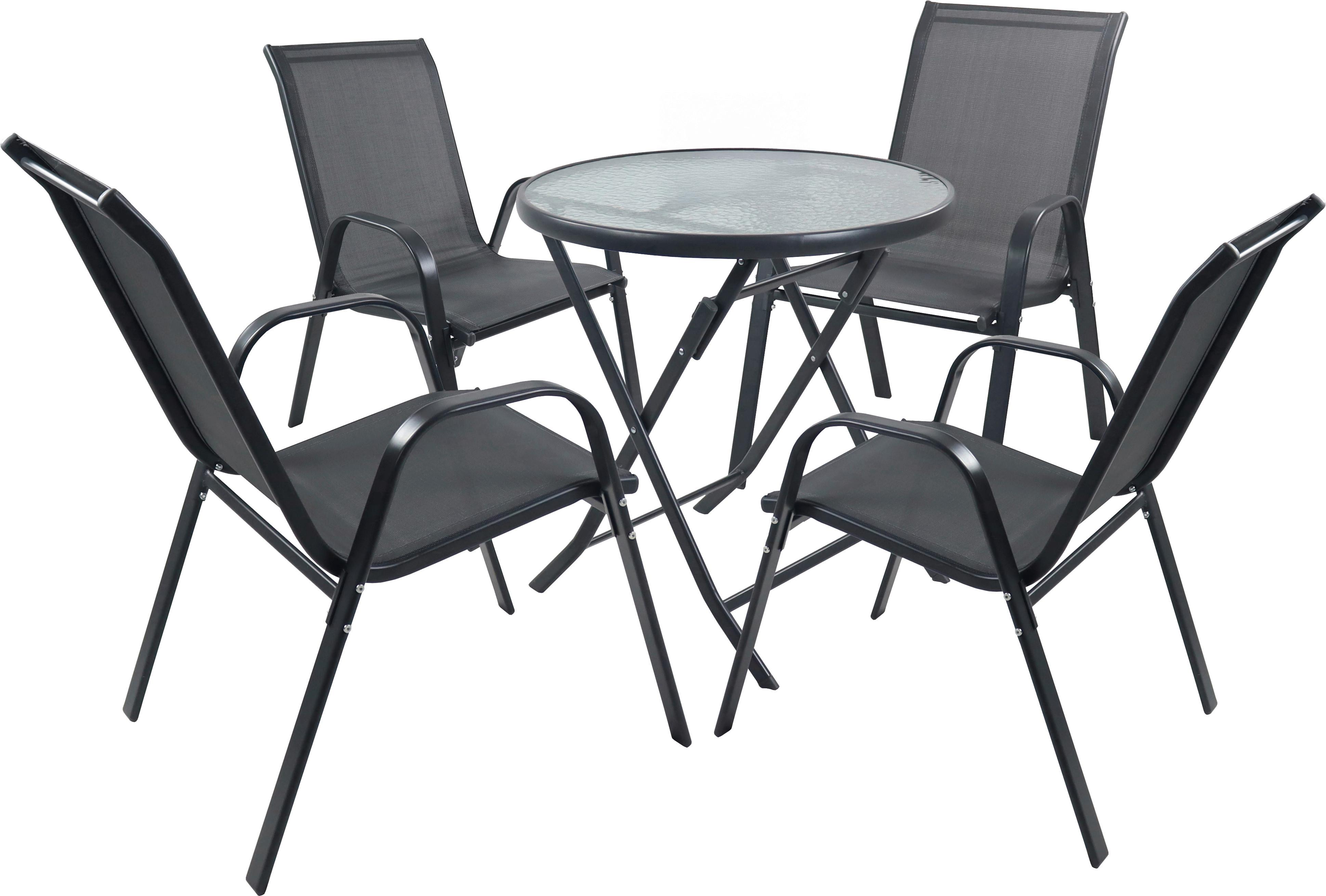 Gartenset Sonlas XL 5-teilig Anthrazit - Anthrazit, MODERN, Glas/Metall - MID.YOU