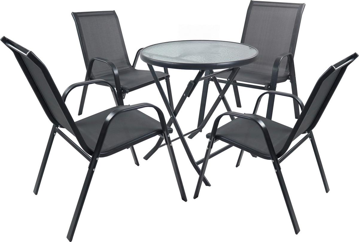 Gartenset Sonlas XL 5-teilig Anthrazit - Anthrazit, MODERN, Glas/Metall - MID.YOU