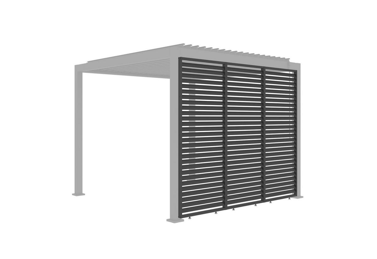 Lamellenwand fix 93cm Core + für Pergola 3x4m und 3x6m - Anthrazit, Basics, Metall (92,5/234/4cm) - Gardenson