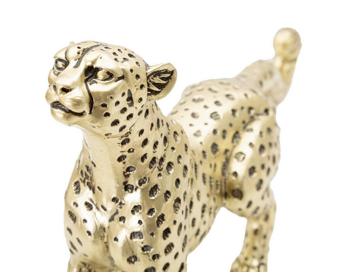 Skulptur Leopart Point Seat Goldfarben, Schwarz, B: 33 cm - Goldfarben/Schwarz, Basics, Kunststoff (33/19.5/7.7cm)