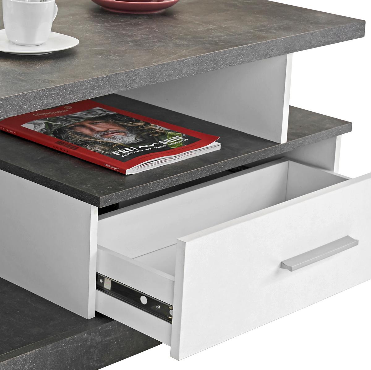 Couchtisch Mit Stauraum Iguan, Betonoptik Dunkel/weiß - Dunkelgrau/Weiß, MODERN, Holzwerkstoff (110/45/67cm)