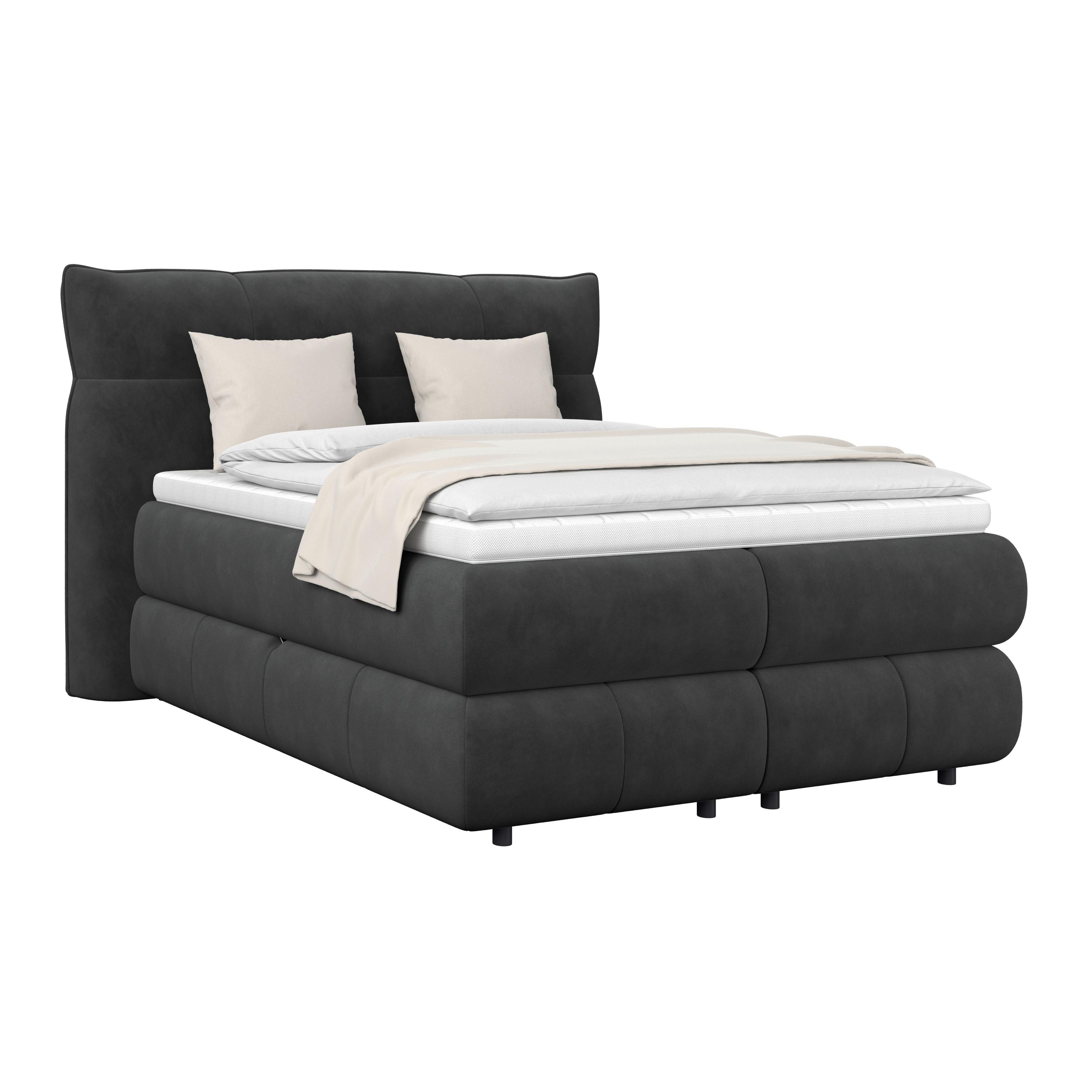 Boxspringbett Carmelo Schwarz 140x200 cm H2