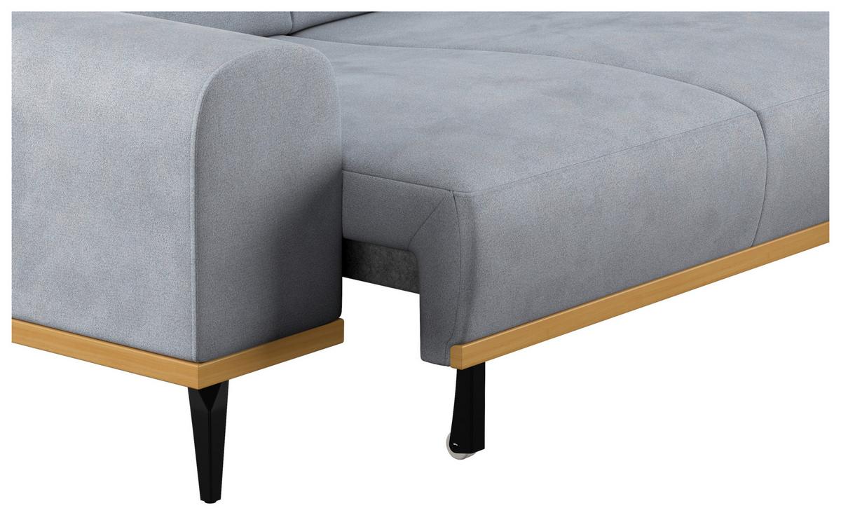 Ecksofa Hellgrau Mit Sitzvorzug S: 244x157 Cm - Hellgrau/Schwarz, KONVENTIONELL, Textil (244/157cm) - Cotta