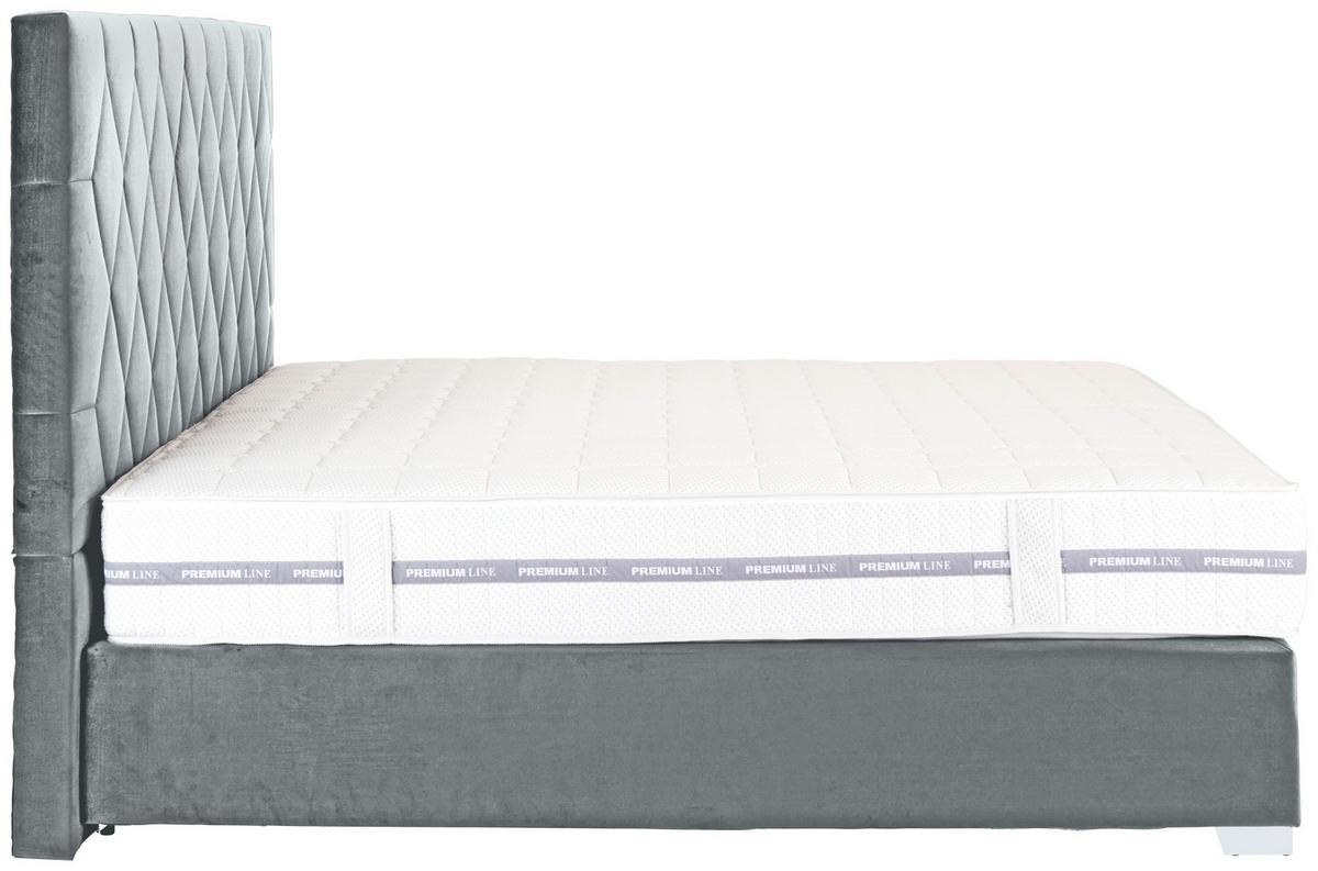 Boxspringbett mit Gepolstertem Kopfteil 160x200 cm Paula - Chromfarben/Anthrazit, MODERN, Textil (160/200cm)