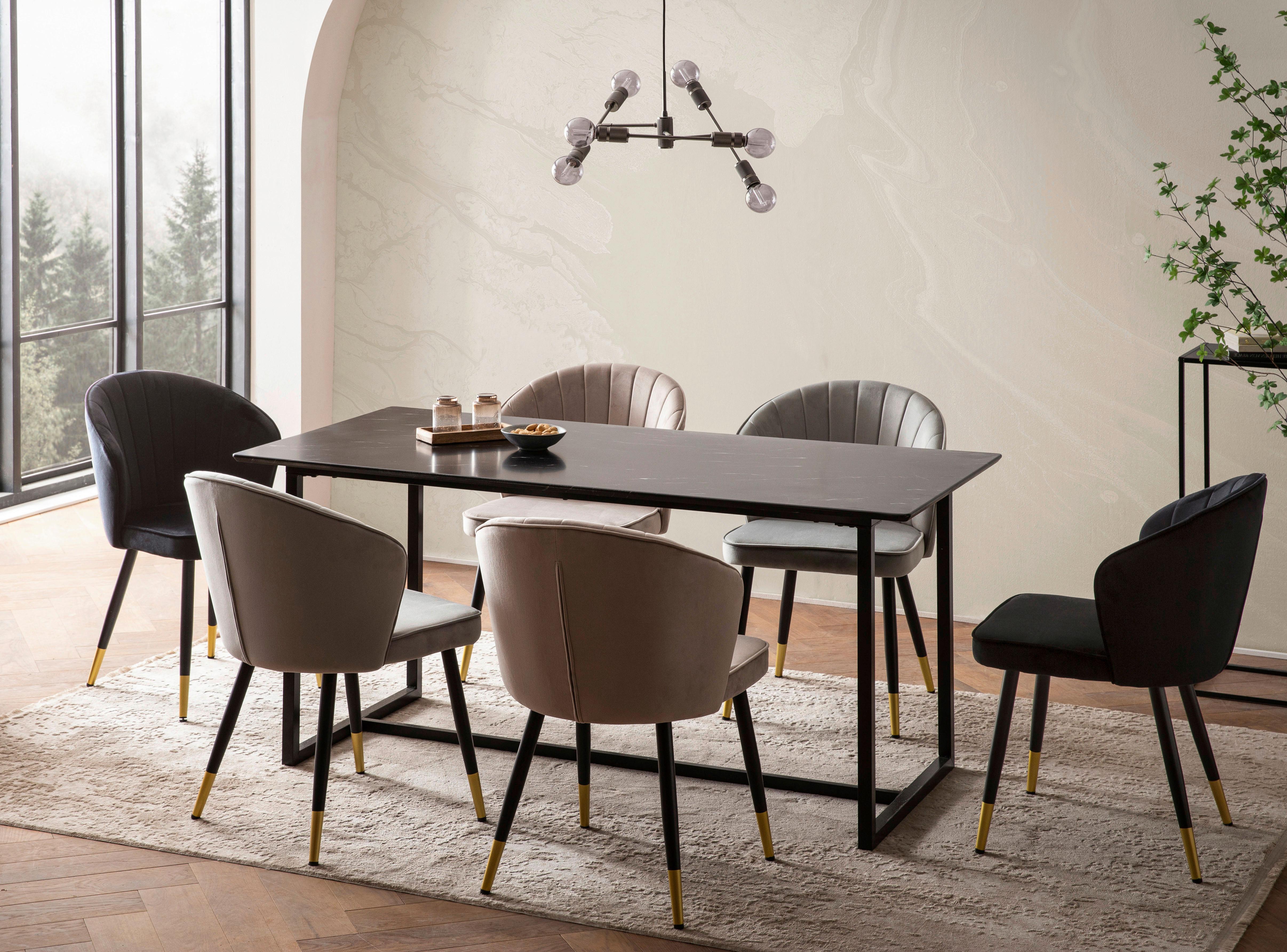 Esstisch Schwarz L: 200 cm - Schwarz, Design, Holzwerkstoff/Metall (200/90/76cm) - MID.YOU