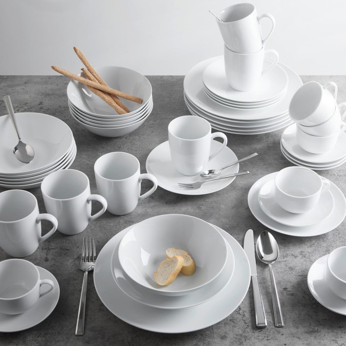 Kombinovaný servis 42-dielny - biela, Konventionell, keramika (45/30.5/32.5cm) - Based