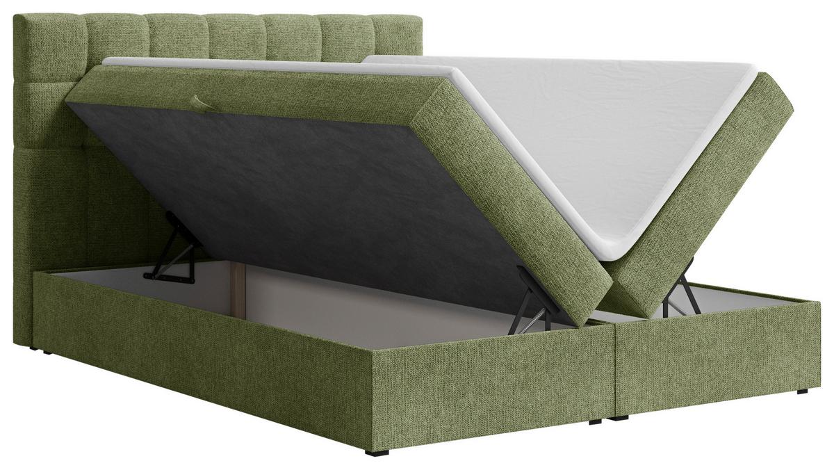 Boxbett Oslo mit Topper 140x200 - Dunkelgrün/Schwarz, MODERN, Holz/Kunststoff (140/200cm) - Livetastic