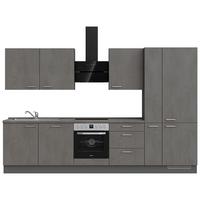 Kuchynská linka 330 cm, bridl.šedý betón/bridl.šedá - farba ušľachtilej ocele/bridlicová, Modern, kov/kompozitné drevo (330cm) - Nobilia