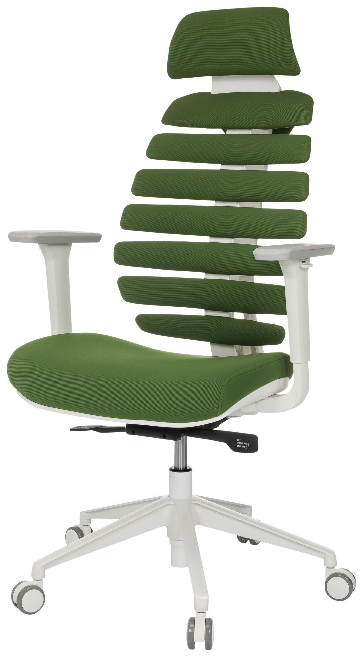 Drehstuhl Ergo Line W Grün B: 67 cm - Weiß/Grün, MODERN, Kunststoff/Textil (67/116 - 133/65cm) - MID.YOU
