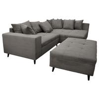 Ecksofa Pruno, Grau S: 247x174 Cm - Schwarz/Grau, Design, Textil (247/174cm) - MID.YOU