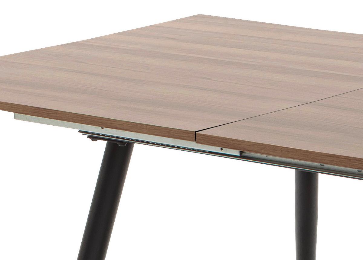 Esstisch Ausziehbar Barbuda Lxb: 160x90 Cm Walnuss Dekor - Walnussfarben/Schwarz, MODERN, Holzwerkstoff/Metall (160-200/90/76cm) - MID.YOU