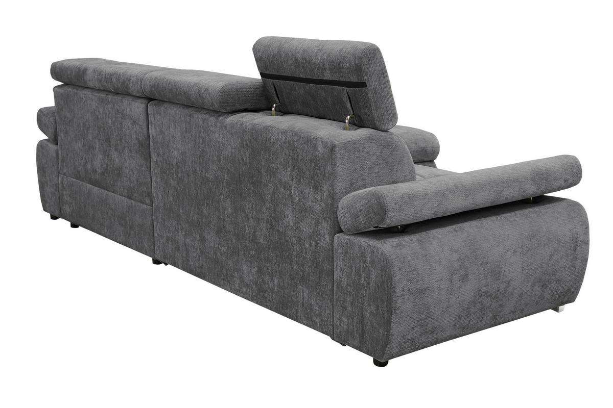 Rohová sedačka VEGAS, pravá, tmavosivá ženilka - strieborná/tmavosivá, Design, drevo/textil (294/173cm)