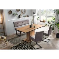 Tischgruppe Luise G - Eiche Artisan/Grau, MODERN, Holzwerkstoff/Textil (140 - 180/76/90cm) - MID.YOU