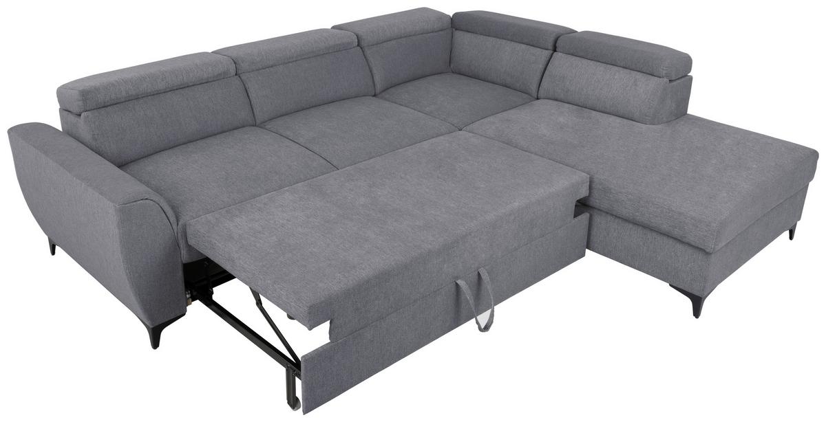 Ecksofa Lapis Dunkelgrau S: 255/217 Cm - Dunkelgrau/Schwarz, KONVENTIONELL, Textil (255/217cm) - MID.YOU